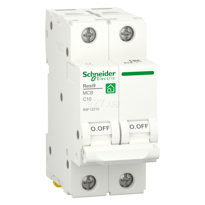 Автоматичний вимикач Schneider Electric R9F12210 Resi9, 2P, 10A, C, 6kA, на DIN-рейку · Schneider Electric · schneider-electric-r9f12210