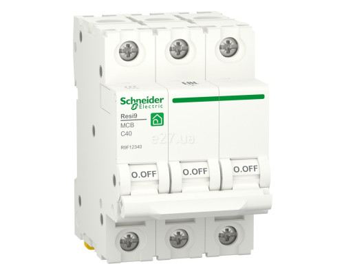 Автоматичний вимикач Schneider Electric R9F12340 Resi9, 3P, 40A, C, 6kA, на DIN-рейку