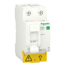 Вимикач диференціального струму, УЗО Schneider Electric R9R60225 Resi9, 2P, 25A, 10mA, A, на DIN-рейку