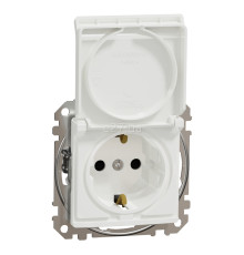 Розетка 220В Schneider Electric SDD111024 Sedna Design, білий, пластик, із заземленням, Schuko, із захисною кришкою, зі шторками, для врізного монтажу
