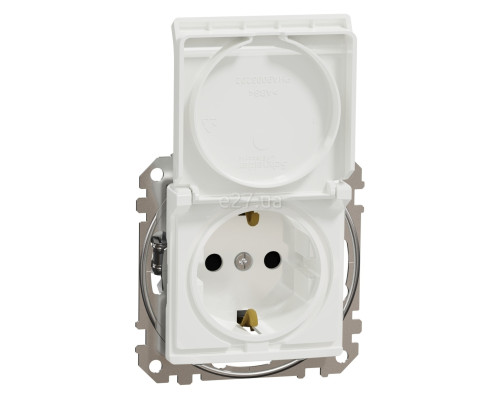 Розетка 220В Schneider Electric SDD111024 Sedna Design, білий, пластик, із заземленням, Schuko, із захисною кришкою, зі шторками, для врізного монтажу