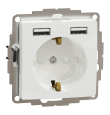 Розетка 220В з USB Schneider Electric SDD111052 Sedna Design, білий, пластик, із заземленням, Schuko, без захисної кришки, зі шторками, для врізного монтажу