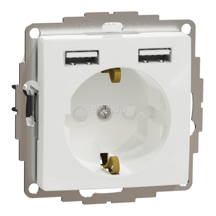 Розетка 220В з USB Schneider Electric SDD111052 Sedna Design, білий, пластик, із заземленням, Schuko, без захисної кришки, зі шторками, для врізного монтажу · Schneider Electric · schneider-electric-sdd111052