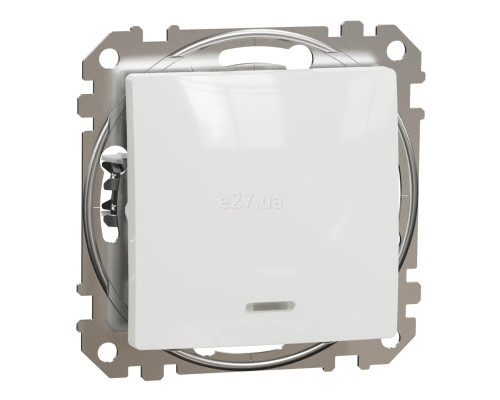 Вимикач 1-клавішний Schneider Electric SDD111101L Sedna Design, білий, пластик, з підсвіткою, для врізного монтажу