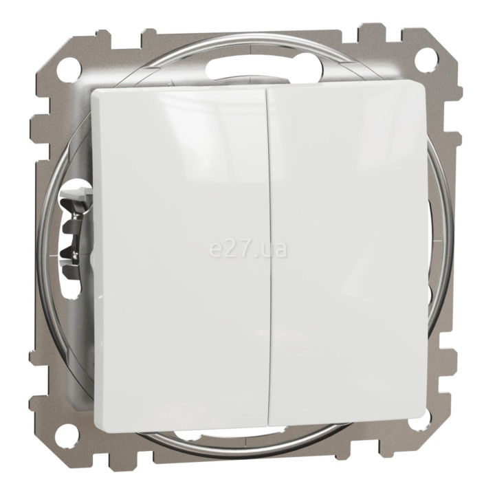 Вимикач 2-клавішний Schneider Electric SDD111105 Sedna Design, білий, пластик, без підсвітки та індикації, для врізного монтажу · Schneider Electric · schneider-electric-sdd111105