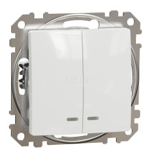 Вимикач 2-клавішний Schneider Electric SDD111105L Sedna Design, білий, пластик, з підсвіткою, для врізного монтажу