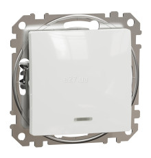 Перемикач прохідний 1-клавішний Schneider Electric SDD111106L Sedna Design, білий, пластик, з підсвіткою, для врізного монтажу