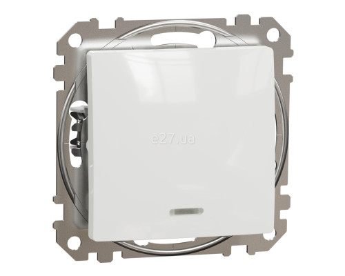 Перемикач перехресний 1-клавішний Schneider Electric SDD111107L Sedna Design, 10A, білий, пластик, ip20, 1 клавіша, з підсвіткою, для врізного монтажу