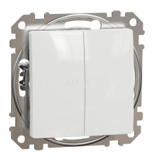 Перемикач прохідний 2-клавішний Schneider Electric SDD111108 Sedna Design, білий, пластик, без підсвітки та індикації, для врізного монтажу