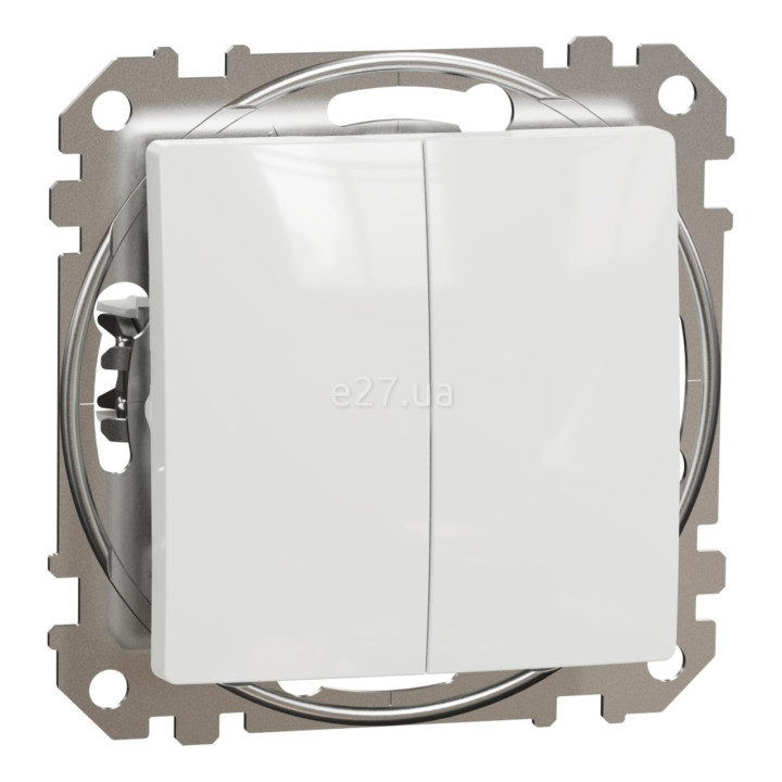 Перемикач прохідний 2-клавішний Schneider Electric SDD111108 Sedna Design, білий, пластик, без підсвітки та індикації, для врізного монтажу · Schneider Electric · schneider-electric-sdd111108