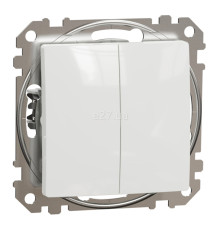 Вимикач без фіксації 2-клавішний Schneider Electric SDD111118 Sedna Design, 10A, білий, пластик, ip20, 2 клавіші, без підсвітки та індикації, для врізного монтажу