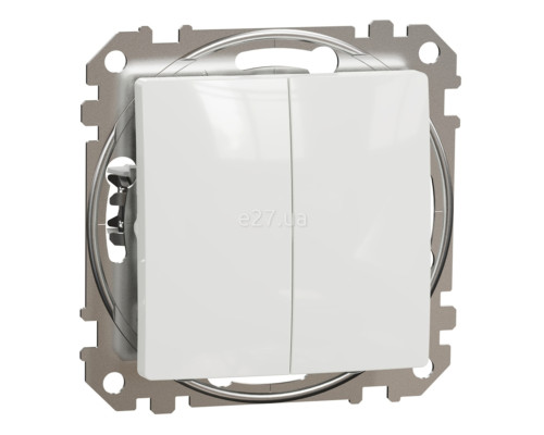 Вимикач без фіксації 2-клавішний Schneider Electric SDD111118 Sedna Design, 10A, білий, пластик, ip20, 2 клавіші, без підсвітки та індикації, для врізного монтажу