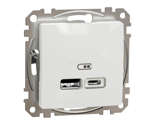Розетка USB Schneider Electric SDD111402 Sedna Design, білий, пластик, для врізного монтажу