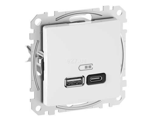 Розетка USB Schneider Electric SDD111404 Sedna Design, білий, пластик, ip20, для врізного монтажу