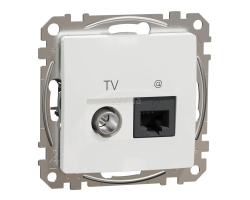 Розетка TV і RJ45 Schneider Electric SDD111469T Sedna Design, білий, пластик, для врізного монтажу