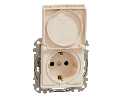 Розетка 220В Schneider Electric SDD112024 Sedna Design, бежевий, пластик, із заземленням, Schuko, із захисною кришкою, зі шторками, для врізного монтажу