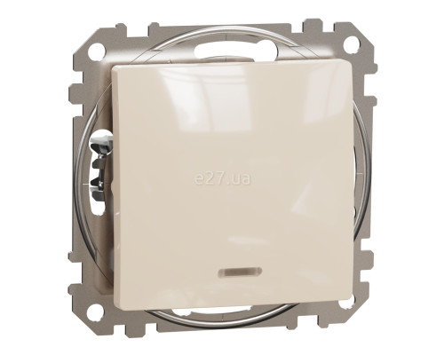 Вимикач 1-клавішний Schneider Electric SDD112101L Sedna Design, бежевий, пластик, з підсвіткою, для врізного монтажу