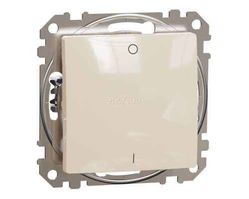 Вимикач двополюсний Schneider Electric SDD112102 Sedna Design, 10A, бежевий, пластик, ip20, 1 клавіша, без підсвітки та індикації, для врізного монтажу