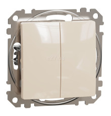 Вимикач 2-клавішний Schneider Electric SDD112105 Sedna Design, бежевий, пластик, без підсвітки та індикації, для врізного монтажу