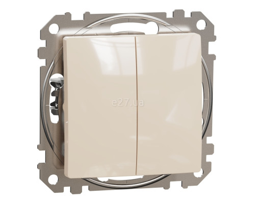 Вимикач 2-клавішний Schneider Electric SDD112105 Sedna Design, бежевий, пластик, без підсвітки та індикації, для врізного монтажу