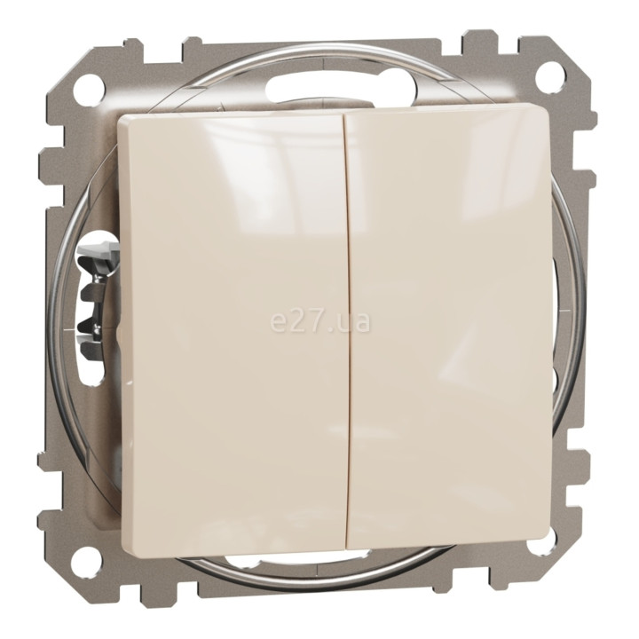 Вимикач 2-клавішний Schneider Electric SDD112105 Sedna Design, бежевий, пластик, без підсвітки та індикації, для врізного монтажу · Schneider Electric · schneider-electric-sdd112105