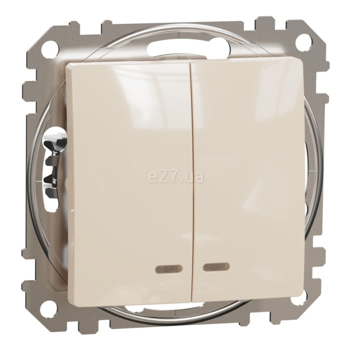 Вимикач 2-клавішний Schneider Electric SDD112105L Sedna Design, бежевий, пластик, з підсвіткою, для врізного монтажу · Schneider Electric · schneider-electric-sdd112105l