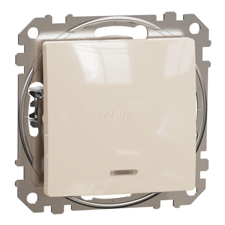 Перемикач прохідний 1-клавішний Schneider Electric SDD112106L Sedna Design, бежевий, пластик, з підсвіткою, для врізного монтажу · Schneider Electric · schneider-electric-sdd112106l