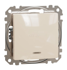 Перемикач перехресний 1-клавішний Schneider Electric SDD112107L Sedna Design, 10A, бежевий, пластик, ip20, 1 клавіша, з підсвіткою, для врізного монтажу