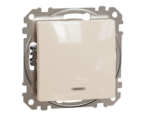 Перемикач перехресний 1-клавішний Schneider Electric SDD112107L Sedna Design, 10A, бежевий, пластик, ip20, 1 клавіша, з підсвіткою, для врізного монтажу