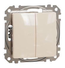 Перемикач прохідний 2-клавішний Schneider Electric SDD112108 Sedna Design, бежевий, пластик, без підсвітки та індикації, для врізного монтажу