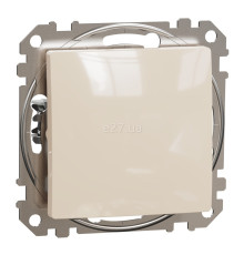 Перемикач прохідний без фіксації Schneider Electric SDD112116 Sedna Design, 10A, бежевий, пластик, ip20, 1 клавіша, без підсвітки та індикації, для врізного монтажу