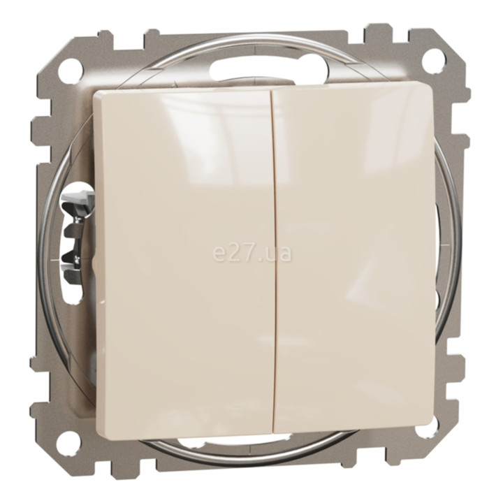 Вимикач без фіксації 2-клавішний Schneider Electric SDD112118 Sedna Design, 10A, бежевий, пластик, ip20, 2 клавіші, без підсвітки та індикації, для врізного монтажу · Schneider Electric · schneider-electric-sdd112118