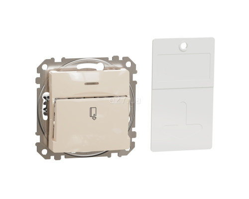 Вимикач картковий Schneider Electric SDD112121 Sedna Design, 10A, бежевий, пластик, ip20, для врізного монтажу