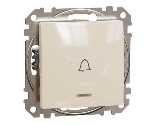Вимикач без фіксації 1-клавішний Schneider Electric SDD112131L Sedna Design, 10A, бежевий, пластик, ip20, 1 клавіша, з підсвіткою, для врізного монтажу