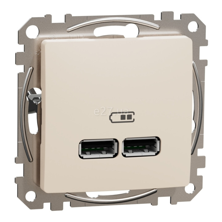Розетка USB Schneider Electric SDD112401 Sedna Design, бежевий, пластик, для врізного монтажу · Schneider Electric · schneider-electric-sdd112401