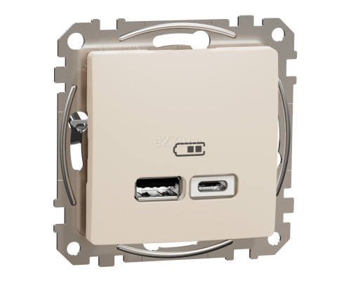 Розетка USB Schneider Electric SDD112402 Sedna Design, бежевий, пластик, для врізного монтажу