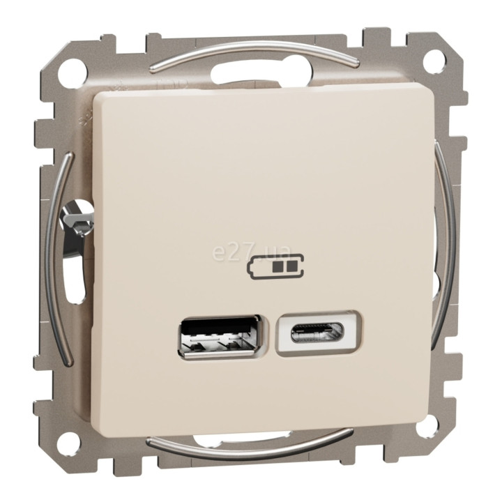 Розетка USB Schneider Electric SDD112402 Sedna Design, бежевий, пластик, для врізного монтажу · Schneider Electric · schneider-electric-sdd112402