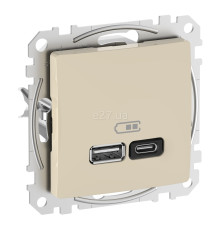 Розетка USB Schneider Electric SDD112404 Sedna Design, бежевий, пластик, ip20, для врізного монтажу