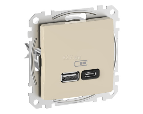 Розетка USB Schneider Electric SDD112404 Sedna Design, бежевий, пластик, ip20, для врізного монтажу