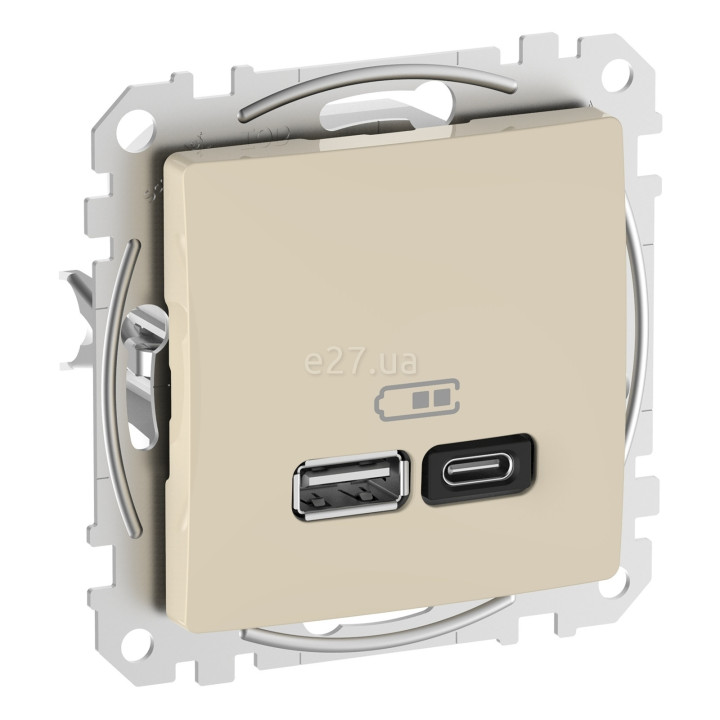 Розетка USB Schneider Electric SDD112404 Sedna Design, бежевий, пластик, ip20, для врізного монтажу · Schneider Electric · schneider-electric-sdd112404