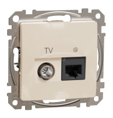 Розетка TV і RJ45 Schneider Electric SDD112469T Sedna Design, бежевий, пластик, для врізного монтажу