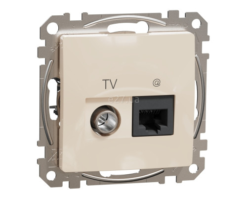 Розетка TV і RJ45 Schneider Electric SDD112469T Sedna Design, бежевий, пластик, для врізного монтажу