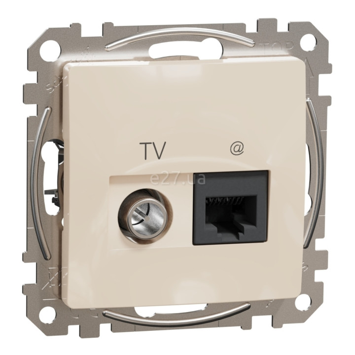 Розетка TV і RJ45 Schneider Electric SDD112469T Sedna Design, бежевий, пластик, для врізного монтажу · Schneider Electric · schneider-electric-sdd112469t