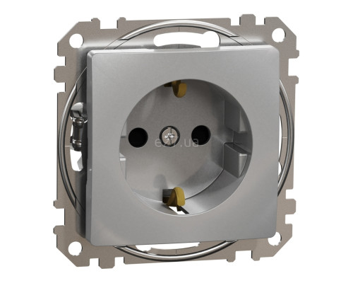 Розетка 220В Schneider Electric SDD113022 Sedna Design, алюміній, пластик, із заземленням, Schuko, без захисної кришки, зі шторками, для врізного монтажу