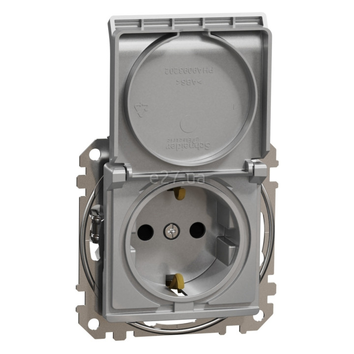 Розетка 220В Schneider Electric SDD113024 Sedna Design, алюміній, пластик, із заземленням, Schuko, із захисною кришкою, зі шторками, для врізного монтажу · Schneider Electric · schneider-electric-sdd113024