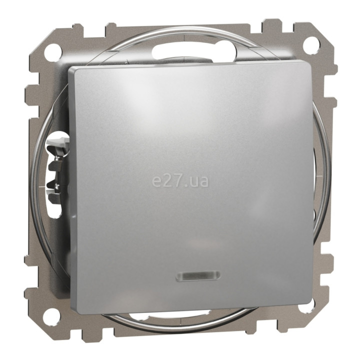 Вимикач 1-клавішний Schneider Electric SDD113101L Sedna Design, алюміній, пластик, з підсвіткою, для врізного монтажу · Schneider Electric · schneider-electric-sdd113101l