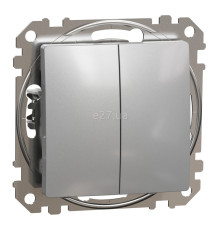 Вимикач 2-клавішний Schneider Electric SDD113105 Sedna Design, алюміній, пластик, без підсвітки та індикації, для врізного монтажу