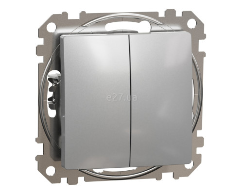 Вимикач 2-клавішний Schneider Electric SDD113105 Sedna Design, алюміній, пластик, без підсвітки та індикації, для врізного монтажу
