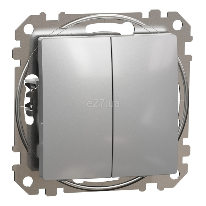 Вимикач 2-клавішний Schneider Electric SDD113105 Sedna Design, алюміній, пластик, без підсвітки та індикації, для врізного монтажу · Schneider Electric · schneider-electric-sdd113105