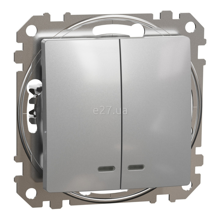 Вимикач 2-клавішний Schneider Electric SDD113105L Sedna Design, алюміній, пластик, з підсвіткою, для врізного монтажу · Schneider Electric · schneider-electric-sdd113105l